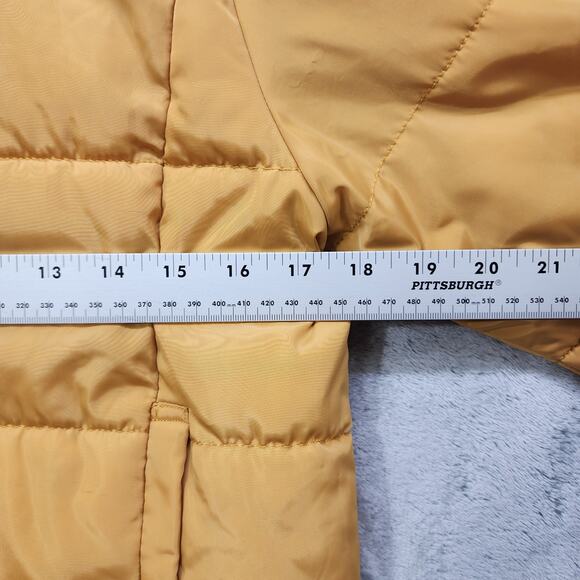 Arizona Jean Company Coat Women XS Mustard Yellow Quilted Puffer Hooded Full Zip - Picture 8 of 10